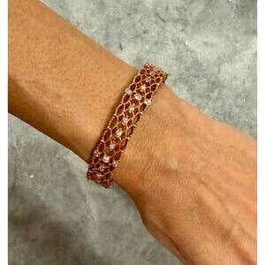 Judith Ripka Rose-Plated Sterling Silver Lace Bracelet with CZ